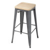 Bolero Bistro High Stool Gun Metal with Wooden Seat Pad (Pack 4)