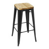 Bolero Steel Bistro High Stool with Wooden Seatpad Black (Pack 4)