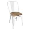 Bolero Steel Dining Side Chair with Wooden Seatpad White (Pack 4)