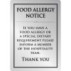 Food Allergy Sign Silver - A4 297x210mm