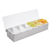 CONDIMENT / S/steel condiment dispenser - 6 plastic removable compartments - 17" x 5" x 3" approx
