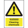 Warning Cleaning Chemicals Sign - 200x150mm (Self-Adhesive)