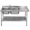 Sissons S/S Sink 1500x600mm Dble L/H Bwl inc taps R/H Drainer Mini Range(Direct)