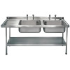 Sissons S/S Sink 1500x600mm Dble R/H Bwl inc taps L/H Drainer Mini Range(Direct)