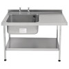 Sissons St/St Sink - 1200mm L/H Bowl inc taps & R/H Drainer Midi Range (Direct)