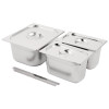 Vogue St/St GN Set - 1/2 & 2 x 1/4 with Lids 150mm (inc. Adapt Bar - 325x25mm)