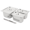 Vogue St/St GN Set - 1/2 & 2 x 1/4 with Lids 150mm (inc. Adapt Bar - 325x25mm)