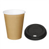 Fiesta Hot Cups Single Wall Kraft with Black Lid - 340ml (12oz) (Box 1000)