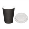 Fiesta Hot Cups Single Wall Black with White Lid - 340ml (12oz) (Sleeve 1000)