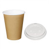 Fiesta Hot Cups Single Wall Kraft with White Lid - 340ml (12oz) (Box 1000)
