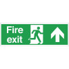 Fire Exit. Straight On. Arrow Up. Sign - 150x450mm (Self-Adhesive)