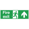 Fire Exit. Straight On. Arrow Up. Sign - 150x450mm (Self-Adhesive)