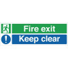 Fire Exit. Keep Clear Sign - 150x450mm (Self-Adhesive)