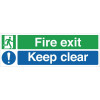 Fire Exit. Keep Clear Sign - 150x450mm (Self-Adhesive)