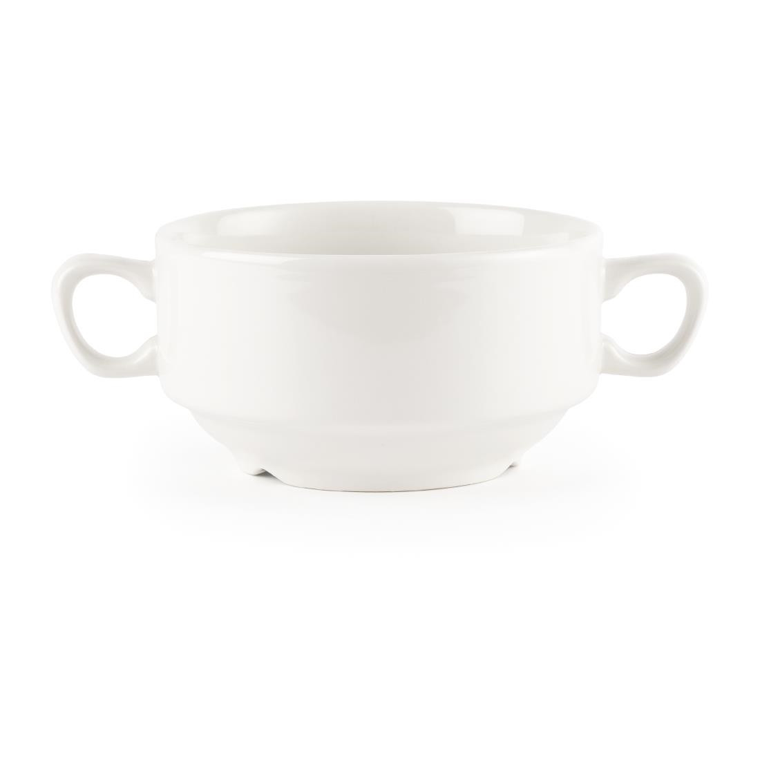 Betapak White Nova Consomme Bowl with Handles 14oz (Box 24)